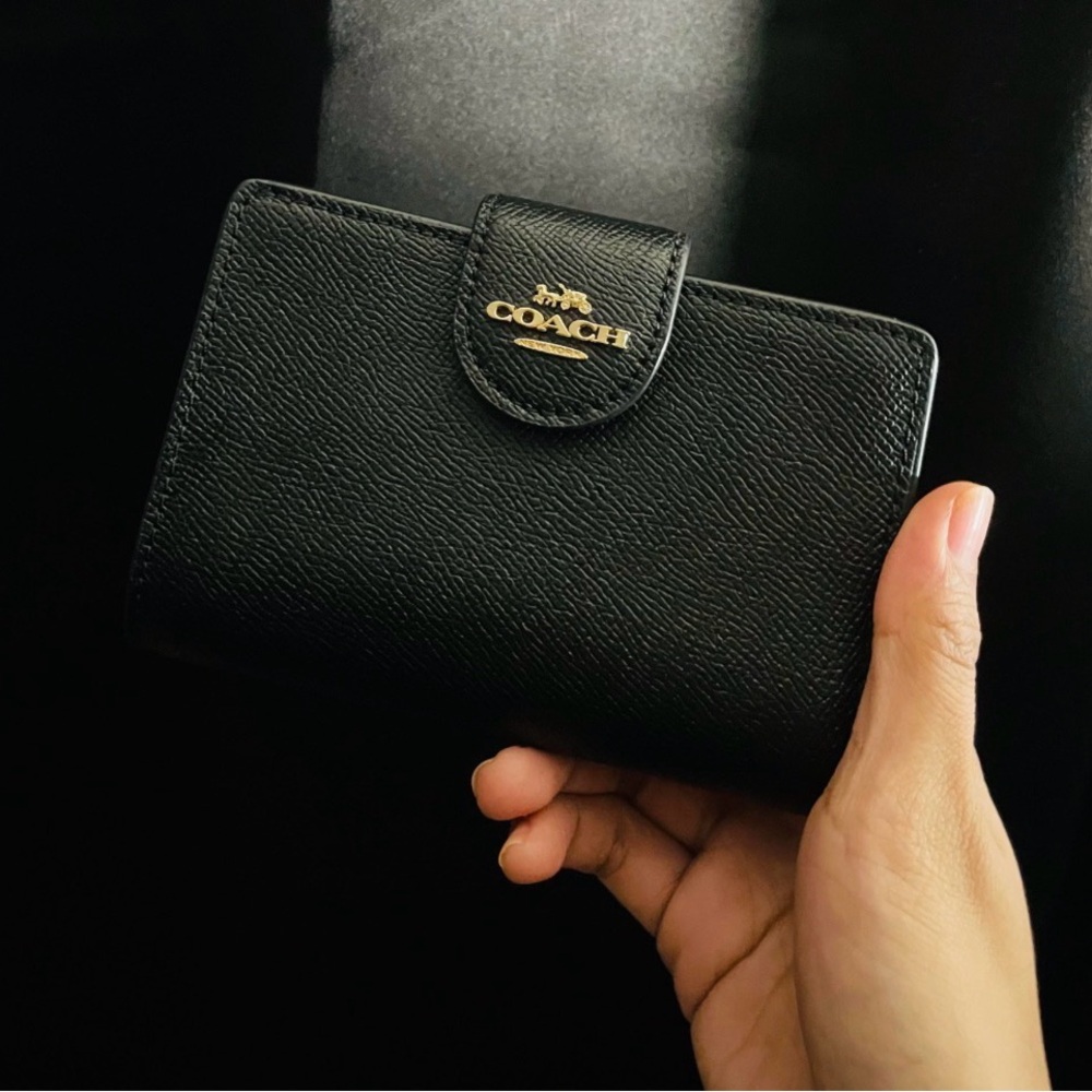Coach Black Saffiano Leather Compact Zip Wallet - Picture 5 of 5